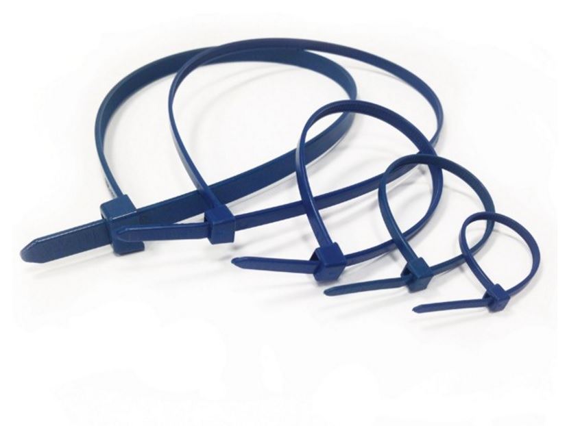 thumbnail image 2 of 14" 120lb Metal Detectable Cable Ties - Nylon, Blue, 100/Bag - Part MD14-120-C 2 of 6
