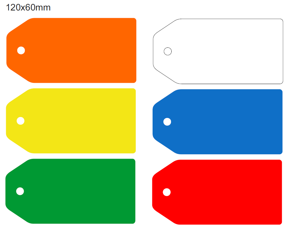 Picture of 120x60mm Colour-coded Blank Write-On Tags, with fixing hole