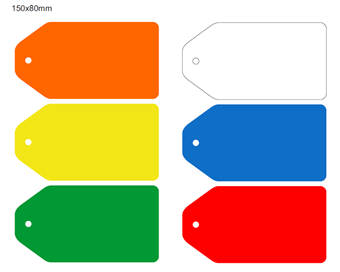 Picture of 150x80mm Colour-coded Blank Write-On Tags, with fixing hole
