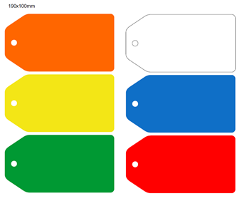 Picture of 190x100mm Colour-coded Blank Write-On Tags, with fixing hole