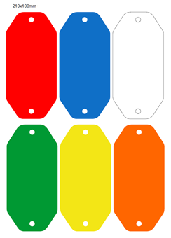 Picture of 210x100mm Colour-coded Blank Write-On Tags, with fixing hole