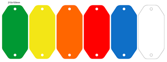 Picture of 210x100mm Colour-coded Blank Write-On Tags, with fixing hole