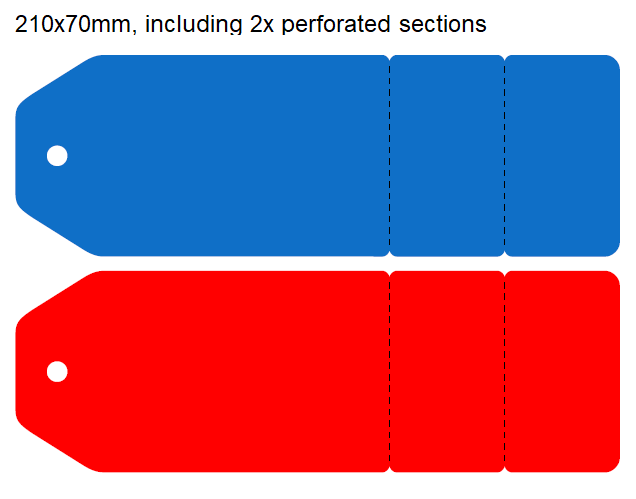 Picture of 210x70mm Colour-coded Blank Write-On Tags, with perforated tabs