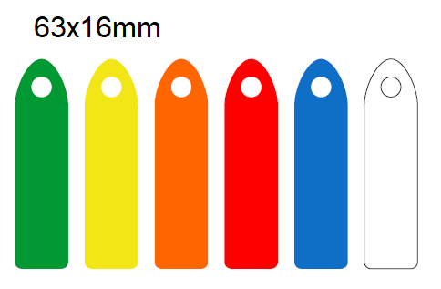 63x16mm Blank Colour coded Key Tags with fixing hole