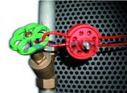 Red cable lockout on valve