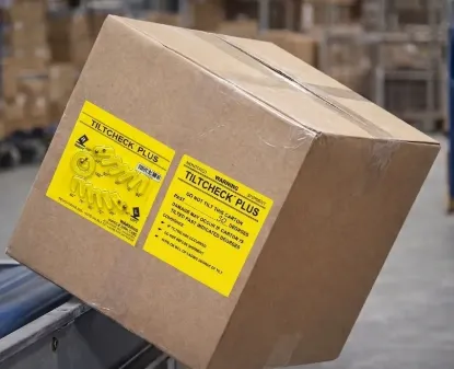 Tilt label on carton