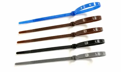 Fastened N L L1 L2 L3 phase marking cable ties for metering installations
