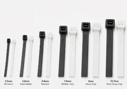 Plain cable ties size range from 2.5mm to 12.7mm