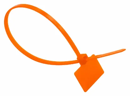 Orange marker cable tie with integrated identification flag